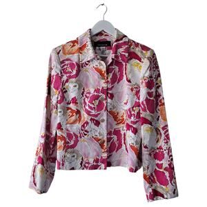 Jones New York Beige & Pink Long Sleeve 4 Button Jacket W Shoulder Pads -10